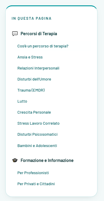 Dettaglio dell'interfaccia del sito Centro Clinico La Quercia